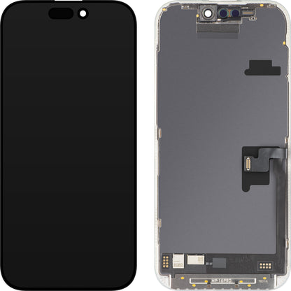 MP Touchscreen-display kompatibelt med Apple iPhone 16 Pro, med ramme, Soft OLED FHD 120Hz Diagnostic version, sort