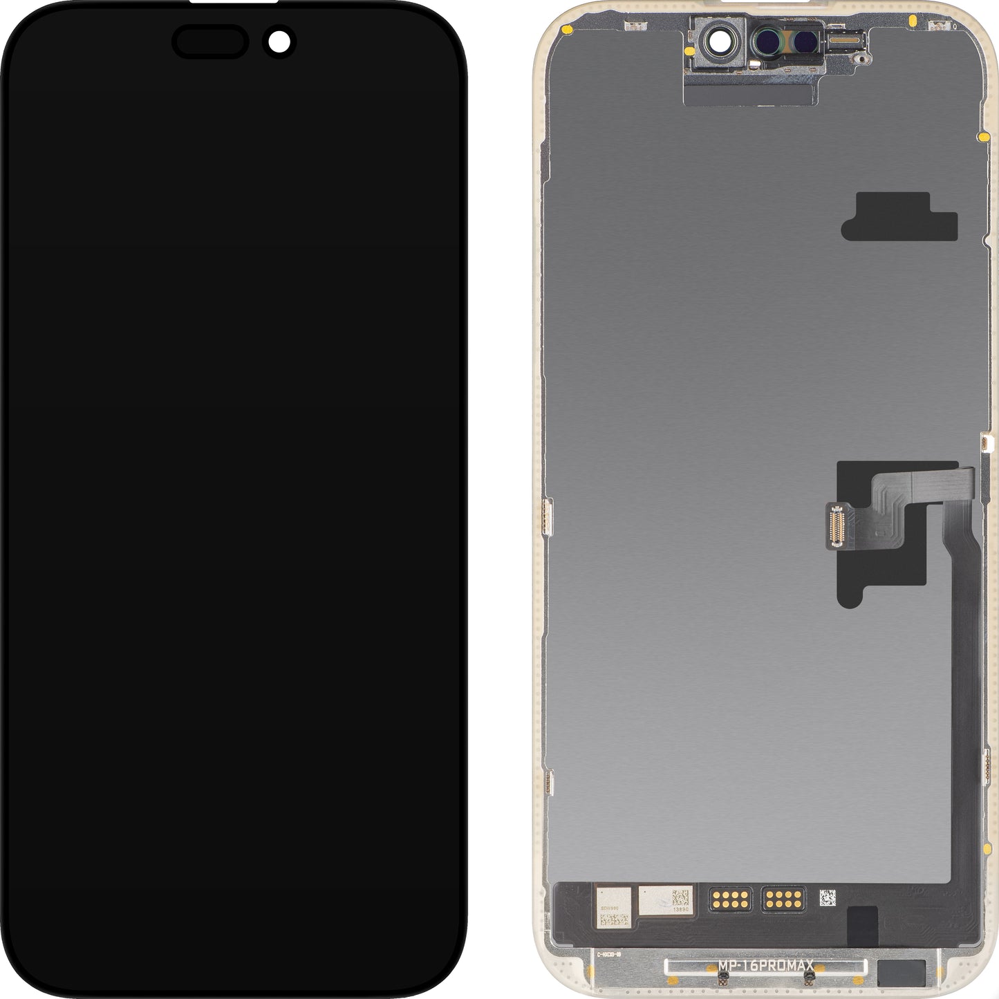 MP Touchscreen-display kompatibelt med Apple iPhone 16 Pro Max, med ramme, Soft Version OLED FHD Diagnostic, sort