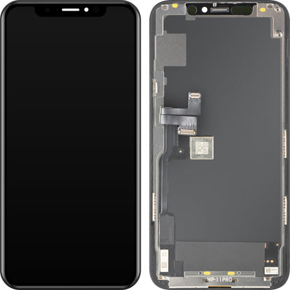 MP Touchscreen-display kompatibelt med Apple iPhone 11 Pro, med ramme, OLED FHD IC flytbar version, sort