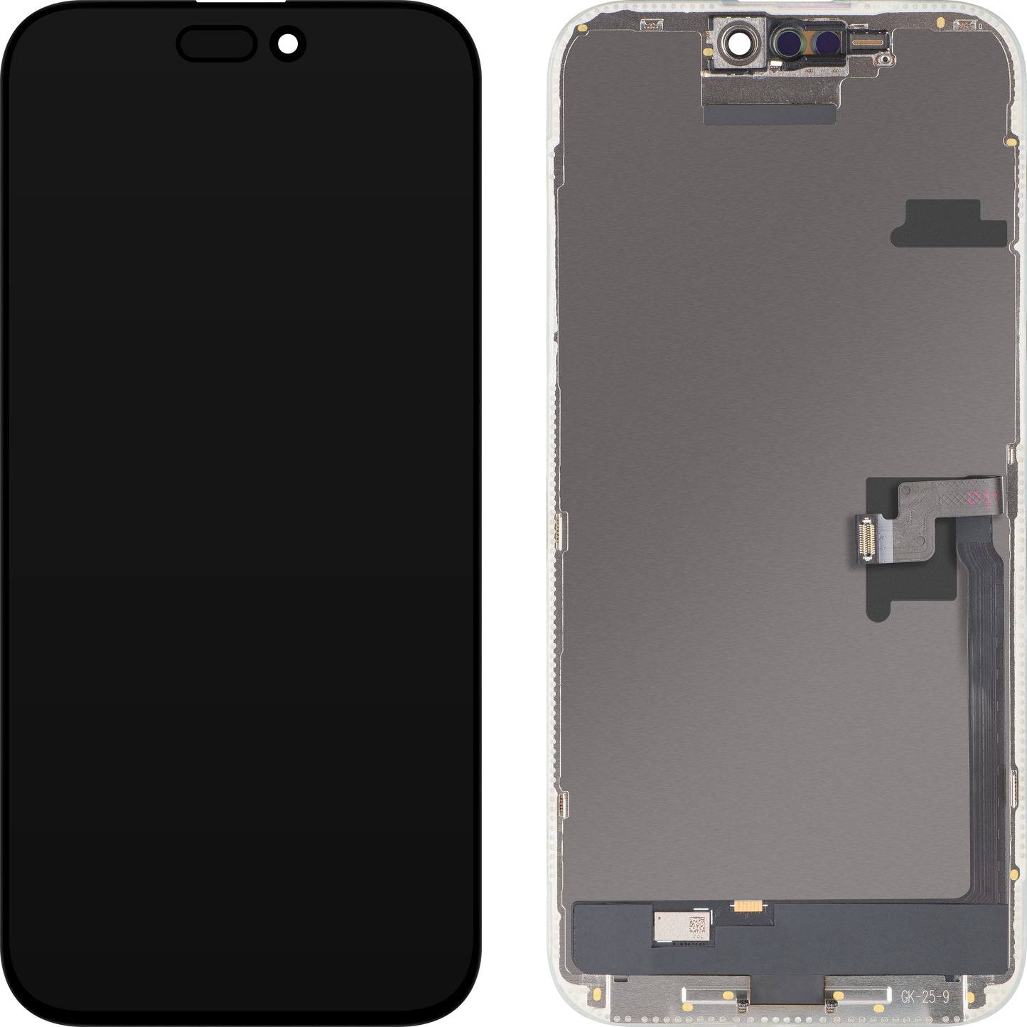 MP Touchscreen-display kompatibelt med Apple iPhone 16 Pro Max, med ramme, OLED FHD IC flytbar version, sort, swap