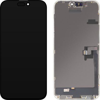 MP Touchscreen-display kompatibelt med Apple iPhone 16 Pro Max, med ramme, OLED FHD IC flytbar version, sort, swap