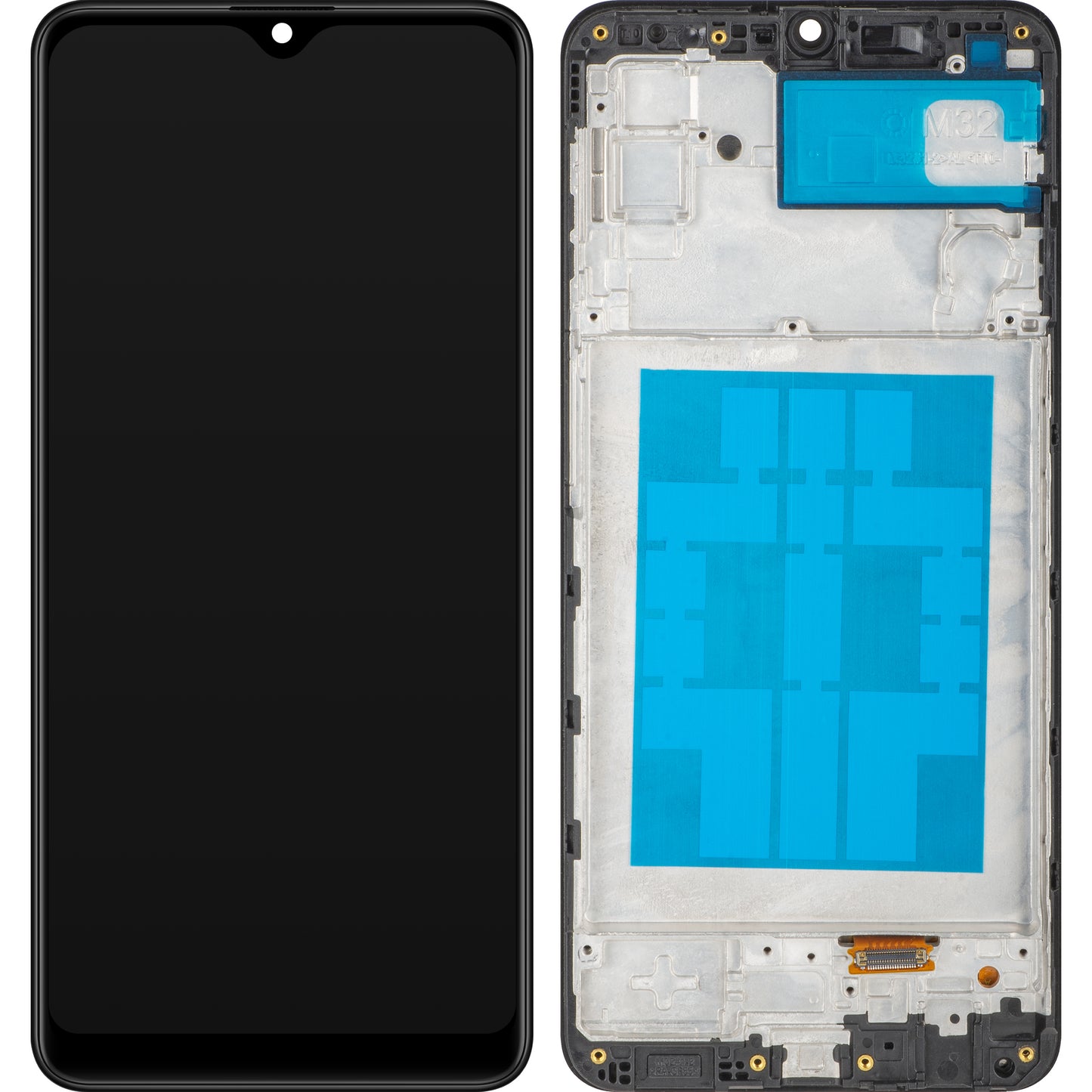 MP Touchscreen-display kompatibelt med Samsung Galaxy M32 M325, med ramme, sort