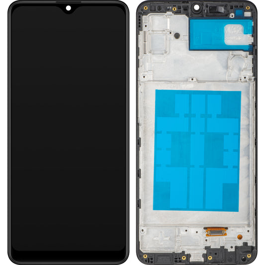 MP Touchscreen-display kompatibelt med Samsung Galaxy M32 M325, med ramme, sort