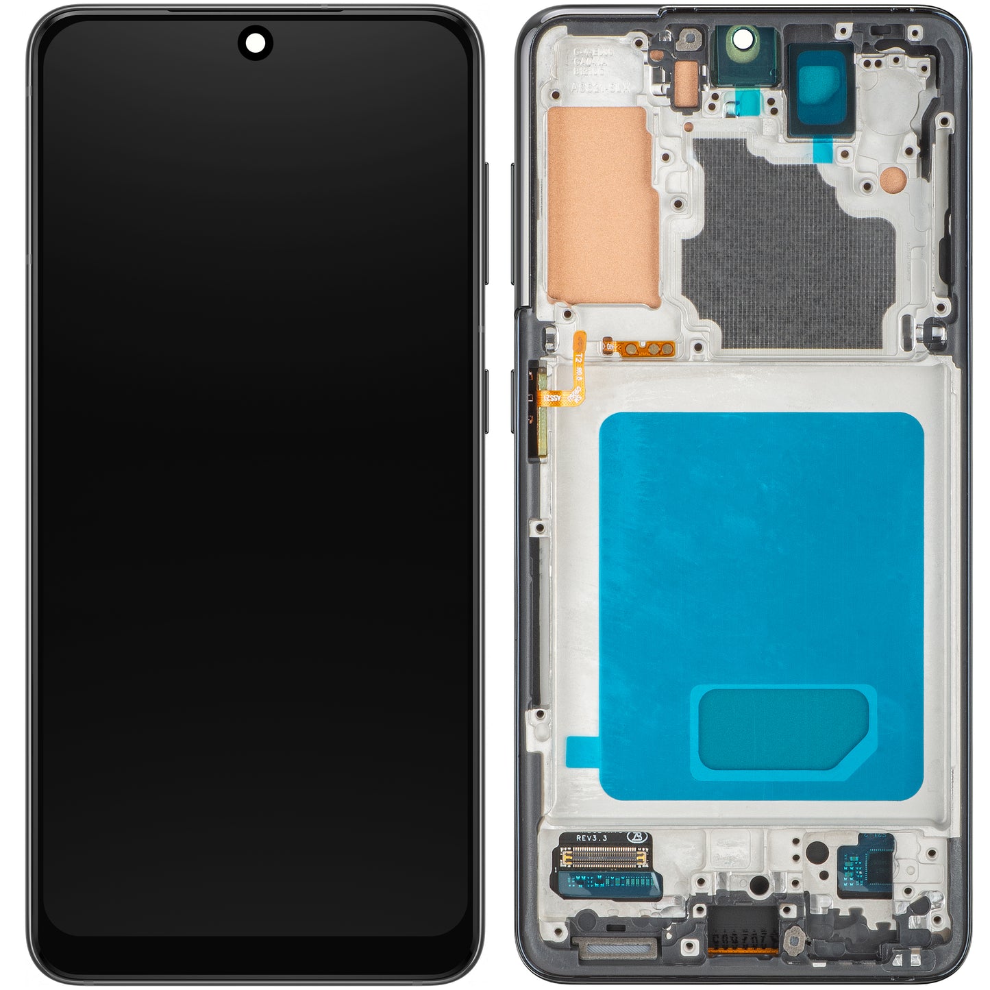 MP Touchscreen-display kompatibelt med Samsung Galaxy S21 5G G991, med ramme, sort