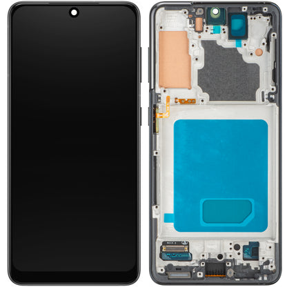 MP Touchscreen-display kompatibelt med Samsung Galaxy S21 5G G991, med ramme, sort