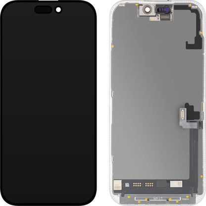 MP Touchscreen-display kompatibelt med Apple iPhone 17, med ramme, OLED FHD 120Hz diagnostisk softversion, sort