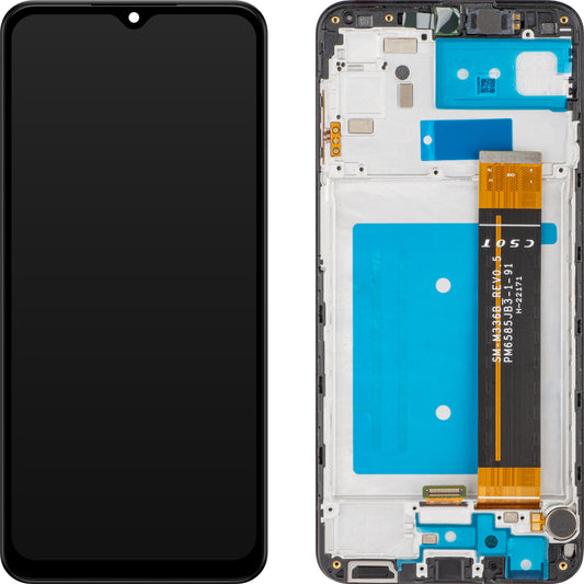 MP Touchscreen-display kompatibelt med Samsung Galaxy A23 A235, med ramme, sort, genforseglet