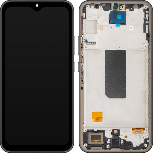 MP Touchscreen-display kompatibelt med Samsung Galaxy A34 A346, med ramme, sort (grafit), genforseglet