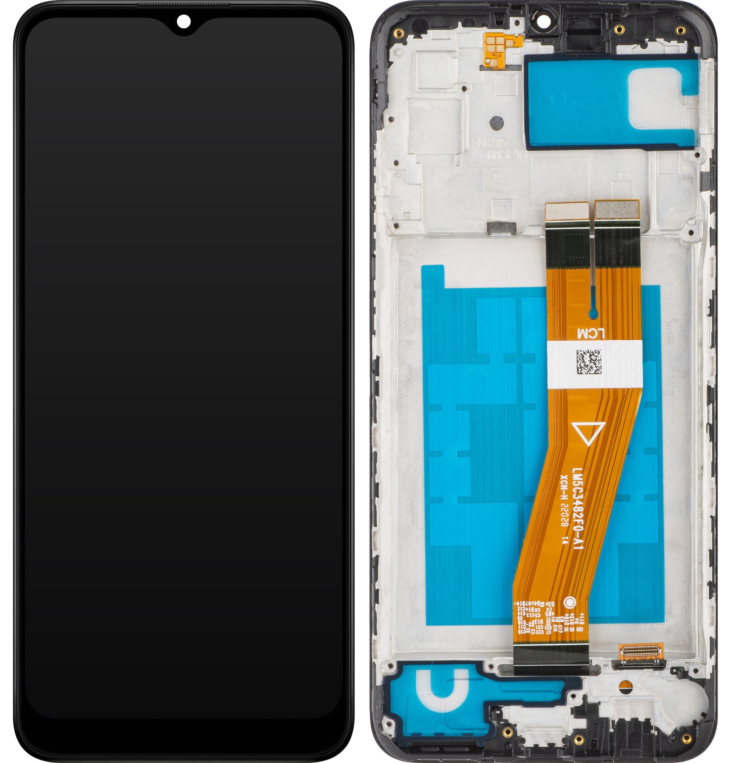 MP Touchscreen Display kompatibel med Samsung Galaxy A03 A035, med ramme, version F, sort 
