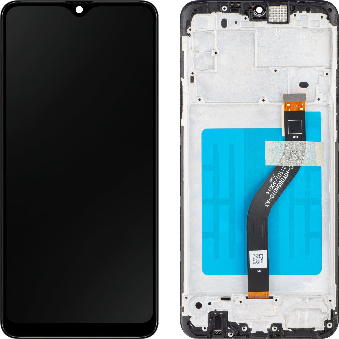 MP Touchscreen Display kompatibel med Samsung Galaxy A20s A207, med ramme, sort 