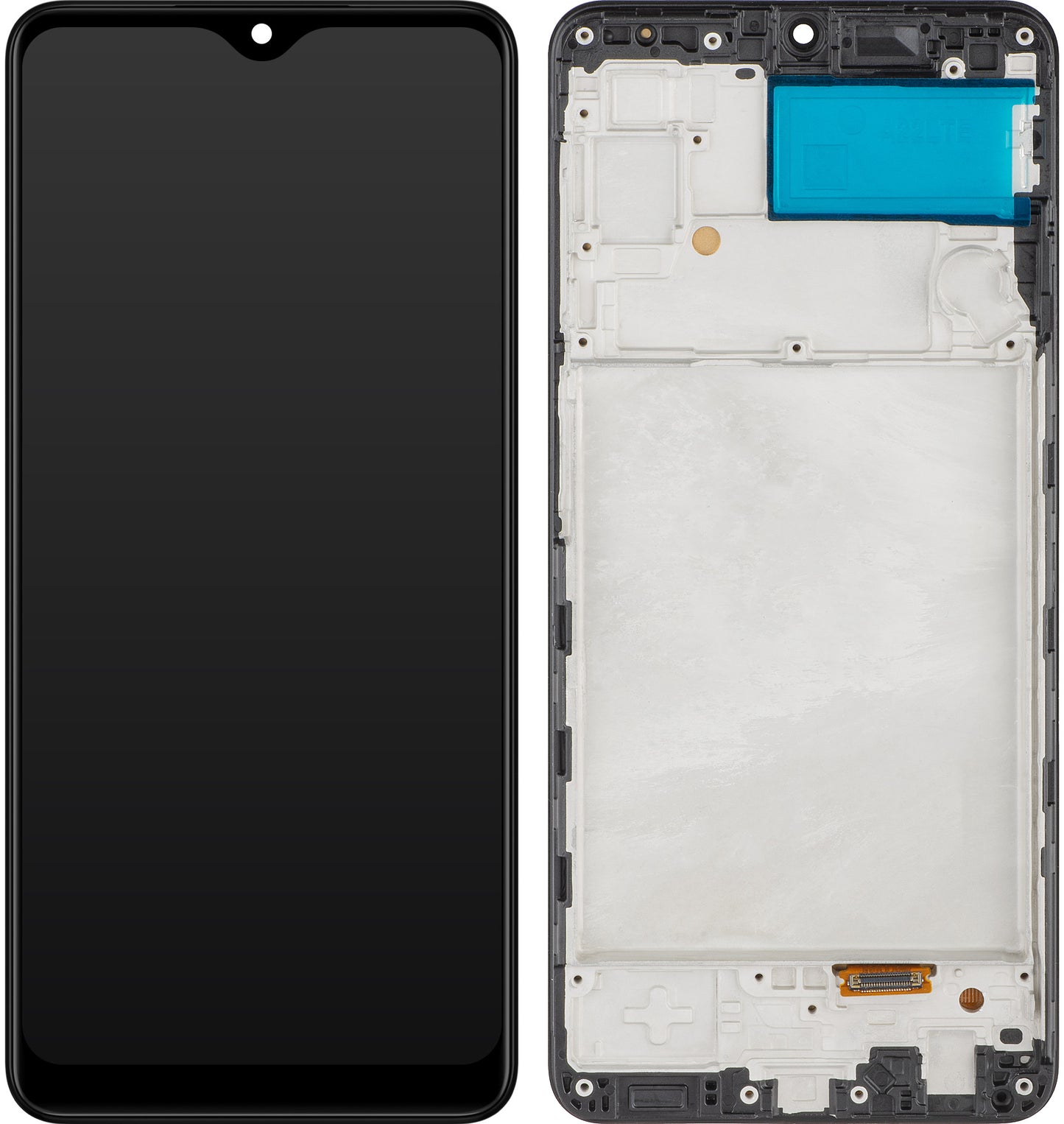 MP Touchscreen Display kompatibel med Samsung Galaxy A22 A225, med ramme, OLED-version, sort 