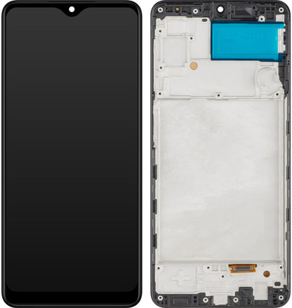 MP Touchscreen Display kompatibel med Samsung Galaxy A22 A225, med ramme, OLED-version, sort 