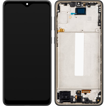 MP Touchscreen Display kompatibel med Samsung Galaxy A33 5G A336, med ramme, OLED-version, sort 