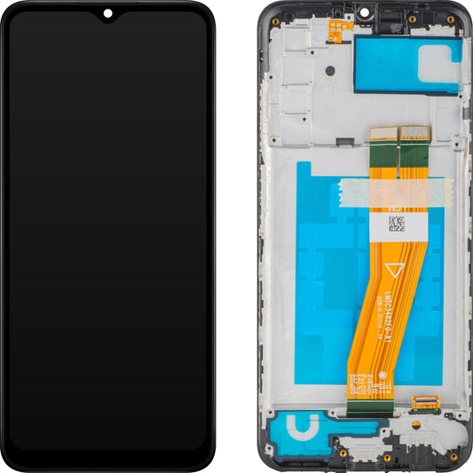 MP Touchscreen Display compatible with Samsung Galaxy A03s A037, with Frame, Version F, Black, Swap