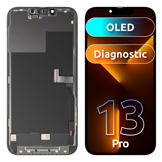 Display med MP touchscreen kompatibel med Apple iPhone 13 Pro, med ramme, OLED FHD Diagnostic version, Sort