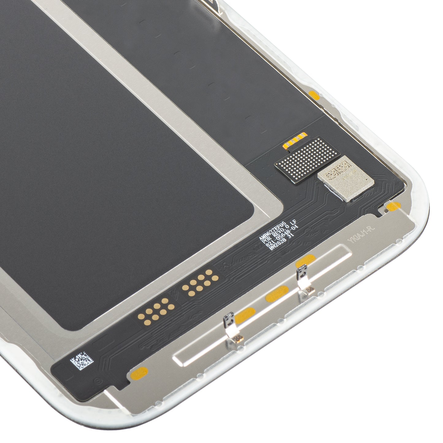 MP Touchscreen-display kompatibelt med Apple iPhone 17 Pro, med ramme, Soft OLED FHD 120Hz IC flytbar version, sort