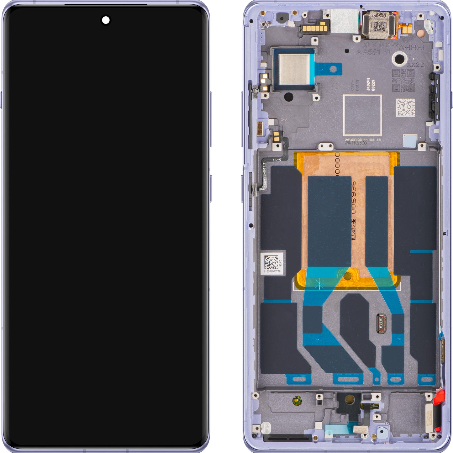 Display med Touchscreen OnePlus 12R, med Ramme, Lilla (Electric Violet), Servicepakke 621029000159