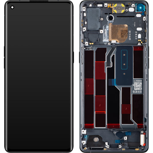 Display med touchscreen Oppo Reno4 Pro 5G, med ramme, sort (Space Black), Service Pack 4904736