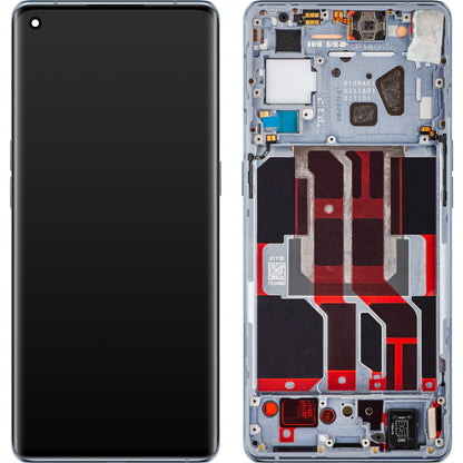 Display med Touchscreen Oppo Reno6 Pro 5G (Snapdragon) / Reno6 Pro+ 5G, med Ramme, Grå (Lunar Grey), Servicepakke 4907528