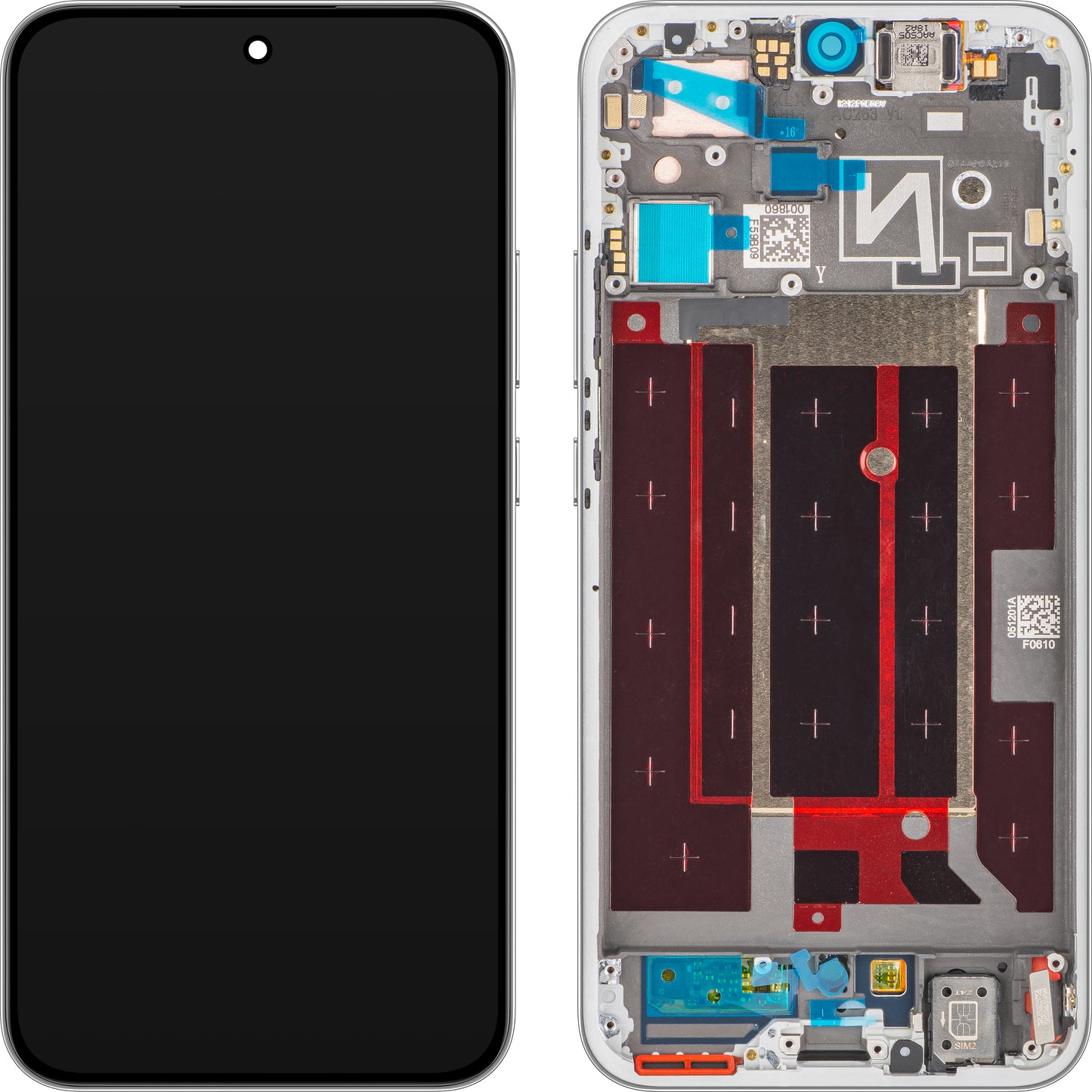 Display med Touchscreen Oppo Reno14, med Ramme, Hvid (Brilliant White), Servicepakke 621029000603