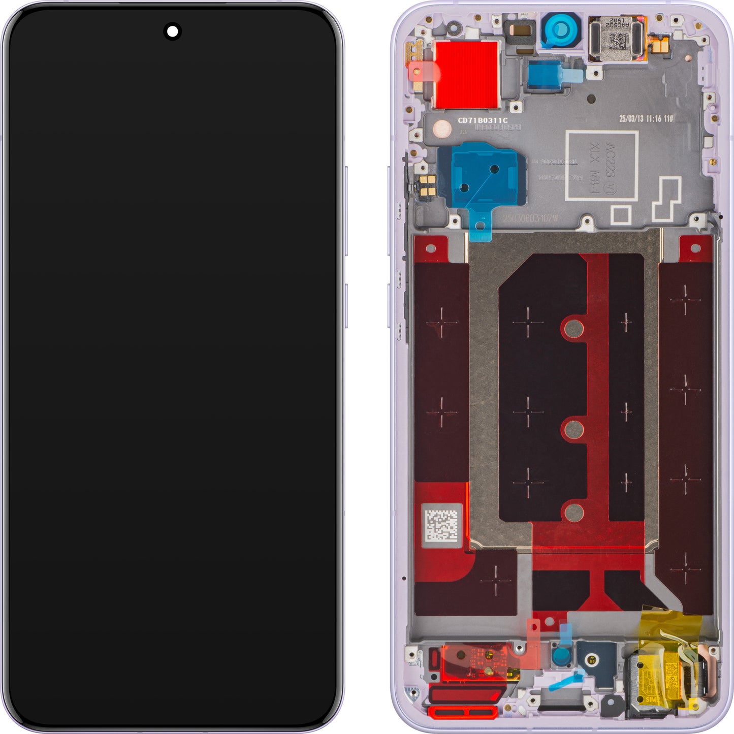 Display med Touchscreen Oppo Reno13 Pro, med Ramme, Lilla (Plume Purple), Service Pack 621029000383