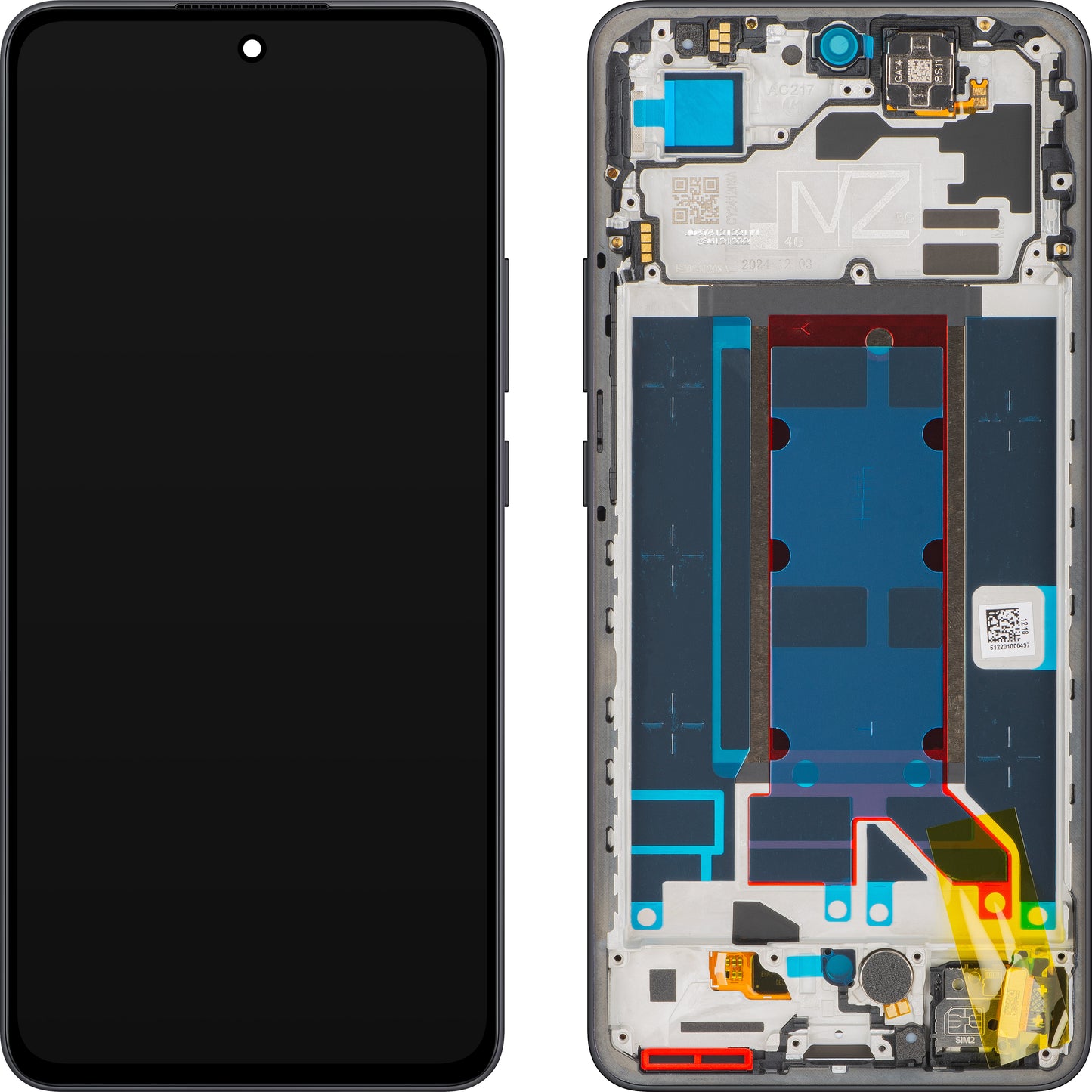 Display med Touchscreen Oppo Reno13 FS 5G / Reno13 F, med Ramme, Grå (Graphite Grey), Service Pack 621029000449