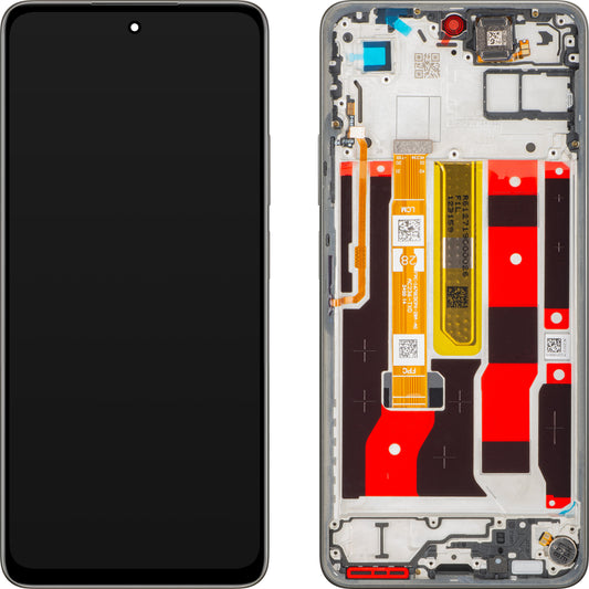 Display med Touchscreen til Oppo A5 Energy / A5 Pro, med Ramme, Brun (Mocha Brown), Servicepakke 621029000495