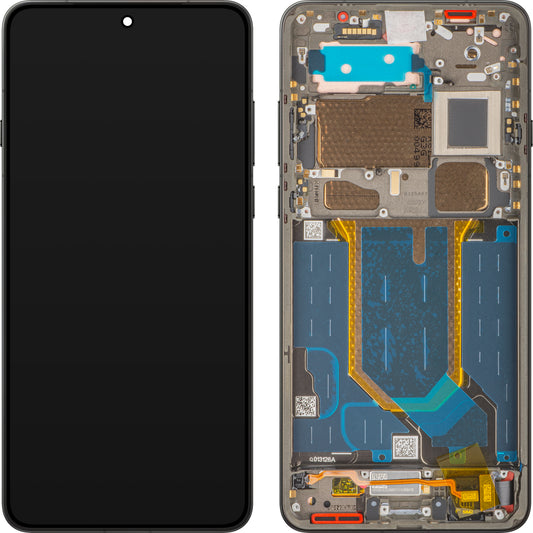 Touchscreen-display til Oppo Find X9 Ultra, med ramme, sort (Tundra Umber), servicepakke 621029000922