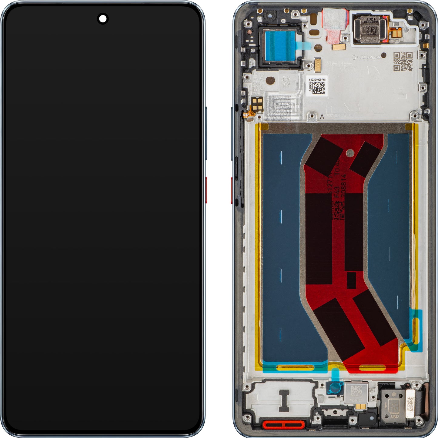 Display med Touchscreen Realme GT 7T, med Ramme, Blå (IceSense Blue), Servicepakke 621029000575