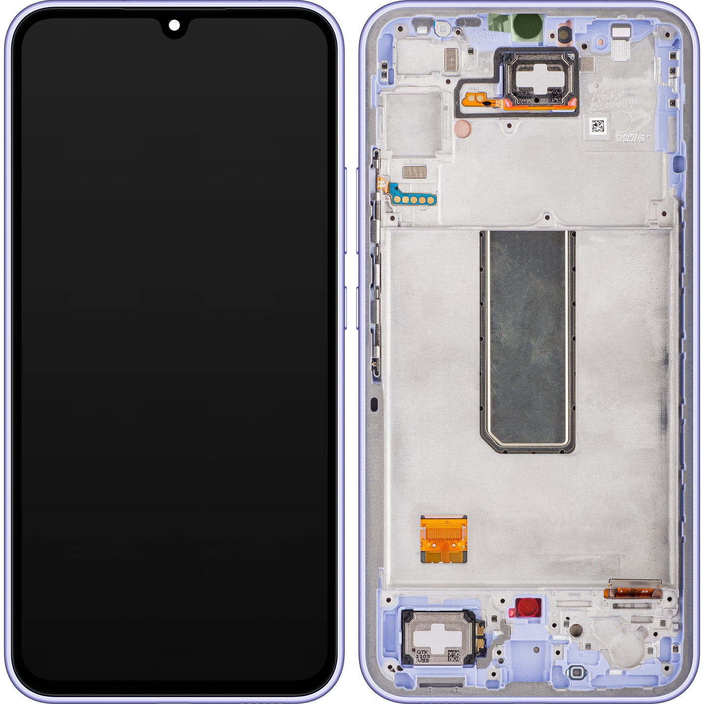 Samsung Galaxy A34 A346 Touchscreen-skærm med ramme, lilla, servicepakke GH82-31200D