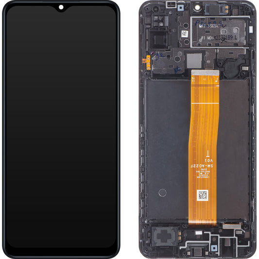 Touchscreen-display til Samsung Galaxy M12 M127, med ramme, sort, Swap GH82-25042A