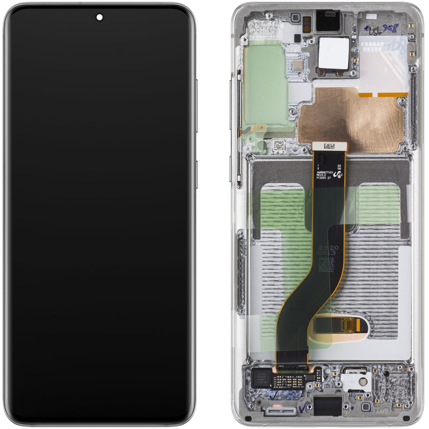 Display med Touchscreen til Samsung Galaxy S20+ 5G G986 / S20+ G985, med Ramme, Hvid (Cloud White), Servicepakke GH82-31441B