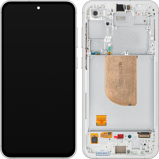 Samsung Galaxy S23 FE S711 Touchscreen-skærm med ramme, hvid (creme), servicepakke GH82-32854B 
