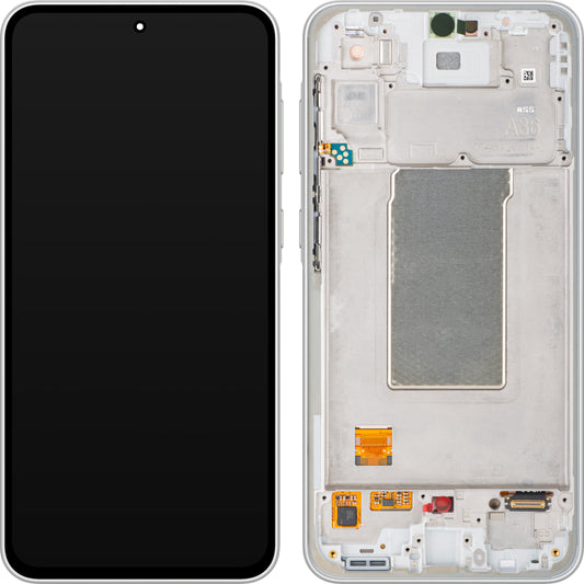 Display med Touchscreen Samsung Galaxy A36 A366, med Ramme, Hvid, Servicepakke GH82-36841B