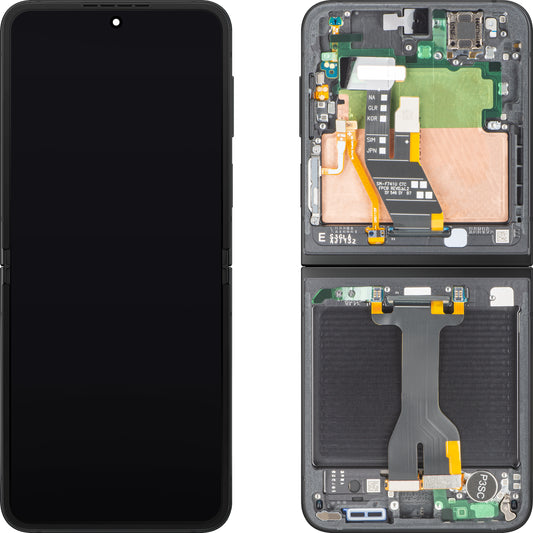 Display med Touchscreen Samsung Galaxy Z Flip6 F741, med Ramme, Sub Inner, Sort, Service Pack GH82-35014E