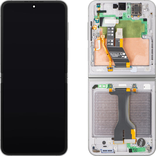 Display med Touchscreen til Samsung Galaxy Z Flip6 F741, med Ramme, Under Indre, Sølv (Silver Shadow), Servicepakke GH82-35013A