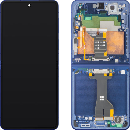 Display med Touchscreen Samsung Galaxy Z Flip7 F766, Med Ramme, Under Indre, Blå (Blue Shadow), Servicepakke GH82-37581A
