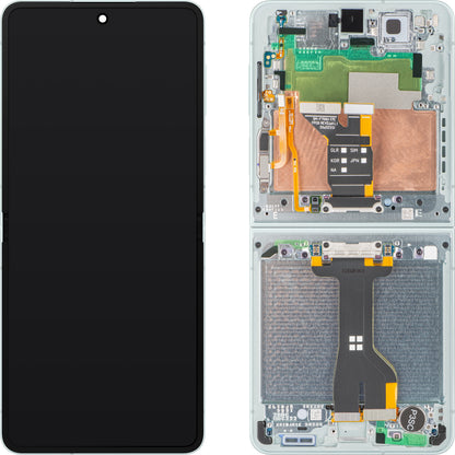 Samsung Galaxy Z Flip7 F766 Touchscreen-display med ramme, under inner, grøn (mint), servicepakke GH82-37581E
