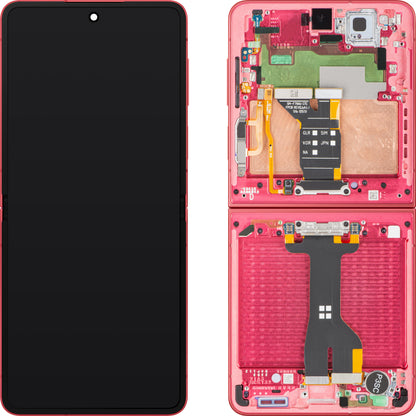 Samsung Galaxy Z Flip7 F766 Touchscreen Display med Ramme, Under Inner, Coral (Coral Rød), Service Pack GH82-37581D