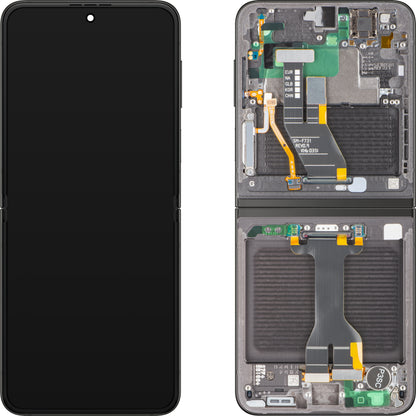 Display med Touchscreen Samsung Galaxy Z Flip5 F731, med Ramme, Under Indre, Grå, Servicepakke GH82-31827E