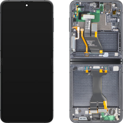 Display med Touchscreen Samsung Galaxy Z Flip5 F731, med Ramme, Under Indre, Grå (Graphite), Servicepakke GH82-31827A