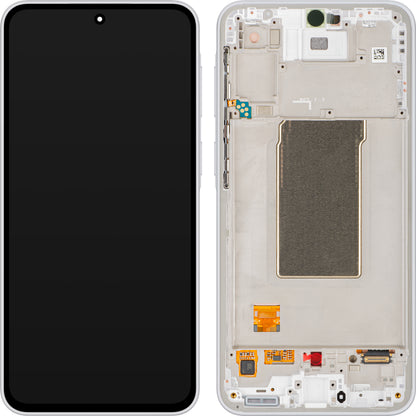 Touchscreen-display til Samsung Galaxy A37 5G, med ramme, hvid, servicepakke GH82-39232C