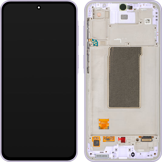 Touchscreen-display til Samsung Galaxy A37 5G med ramme, lilla (lys violet), servicepakke GH82-39232D