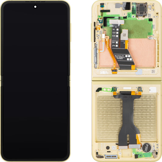 Samsung Galaxy Z Flip6 F741 Touchscreen-display med ramme, under inner, gul, servicepakke GH82-35014B