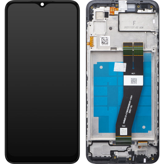 Touchscreen-skærm Samsung Galaxy A03 A035, med ramme, version G, sort, servicepakke GH81-21626A
