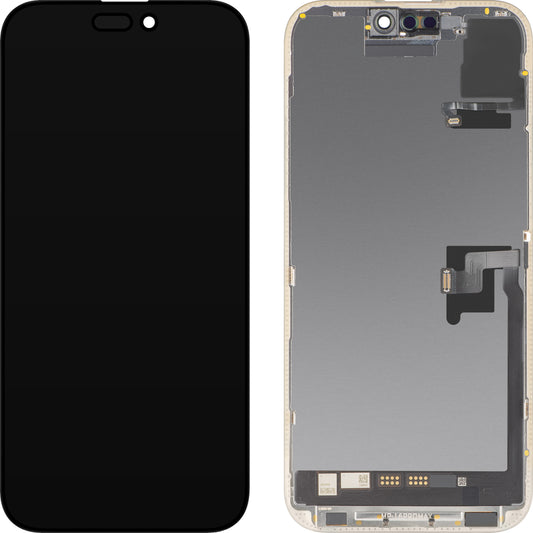 Touchscreen-display med nærhedssensor MP kompatibel med Apple iPhone 16 Pro Max, med ramme, Soft Version OLED FHD 120Hz Diagnostic, sort