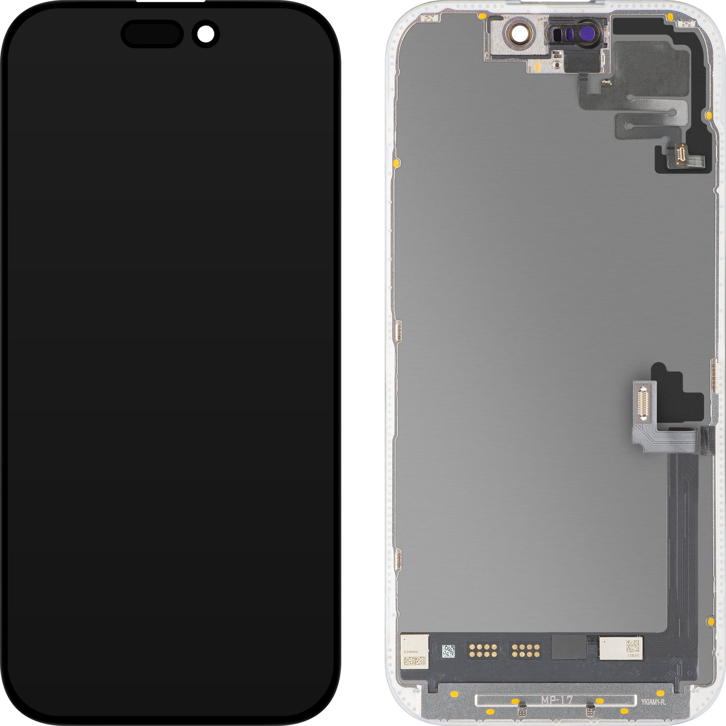 Touchscreen-display med nærhedssensor MP kompatibel med Apple iPhone 17, med ramme, OLED FHD 120Hz diagnostisk softwareversion, sort