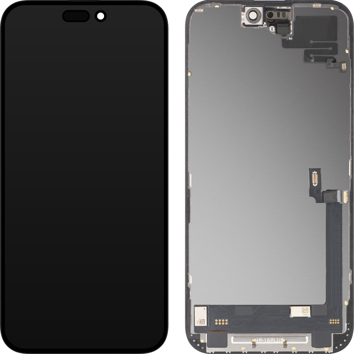 Touchscreen-display med nærhedssensor MP kompatibel med Apple iPhone 16 Plus, med ramme, OLED FHD diagnostisk softwareversion, sort