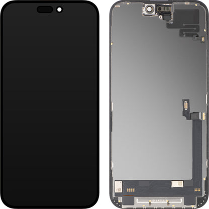 Touchscreen-display med nærhedssensor MP kompatibel med Apple iPhone 16 Plus, med ramme, OLED FHD diagnostisk softwareversion, sort