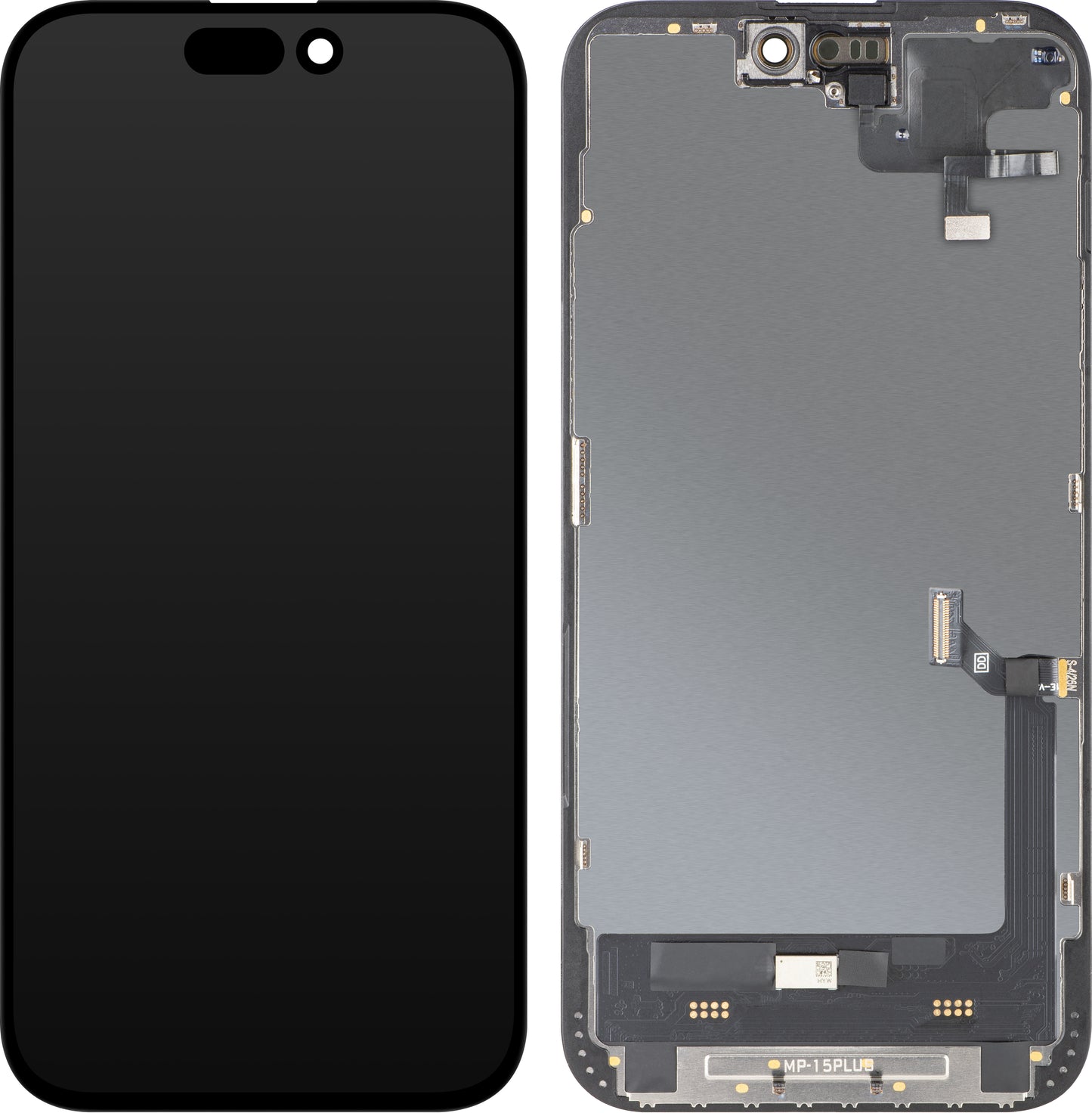 Touchscreen-display med MP-nærhedssensor kompatibel med Apple iPhone 15 Plus, med ramme, OLED FHD diagnostisk softwareversion, sort